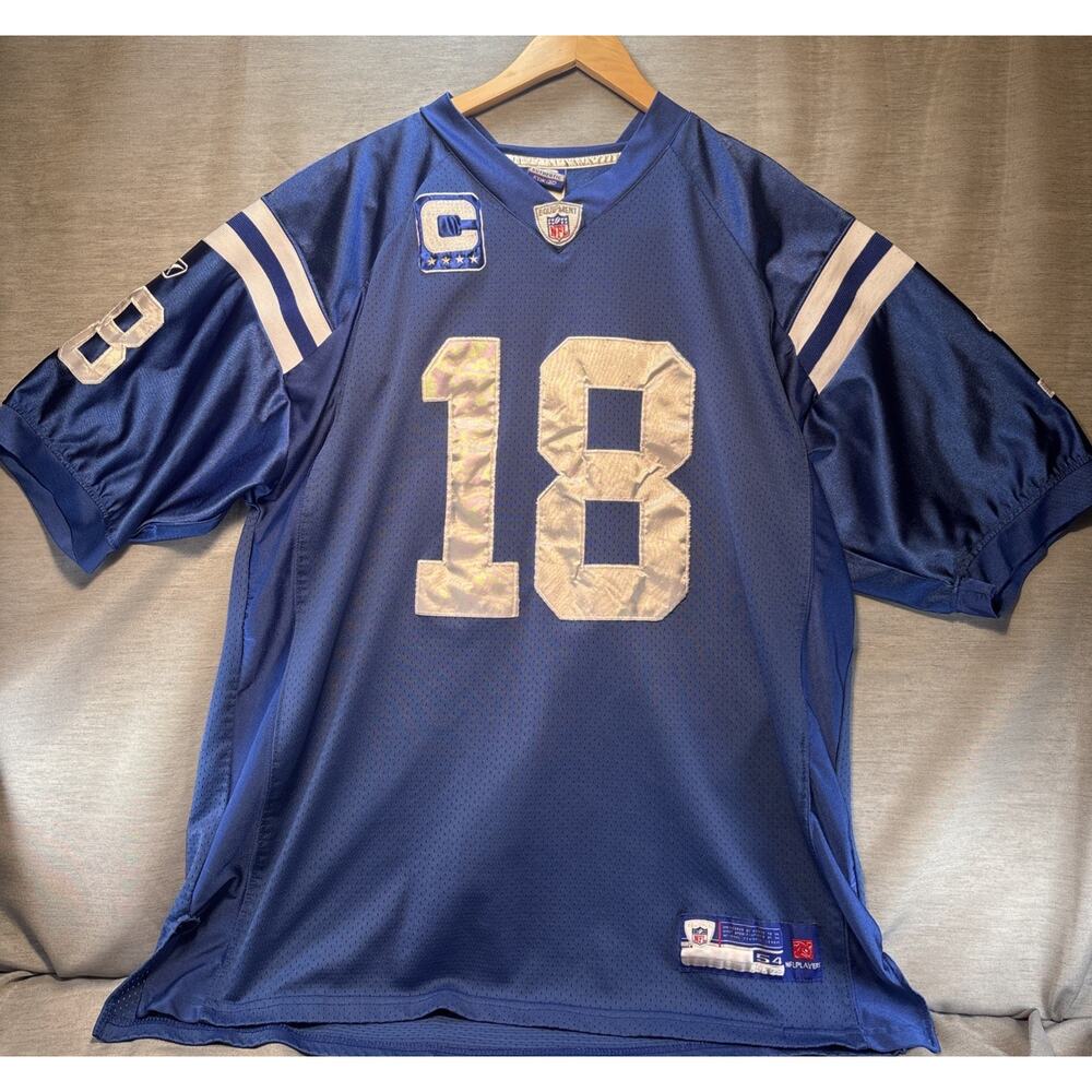 NFL Indianapolis Football Colts JERSEY Peyton Manning #18 Size 54 Blue